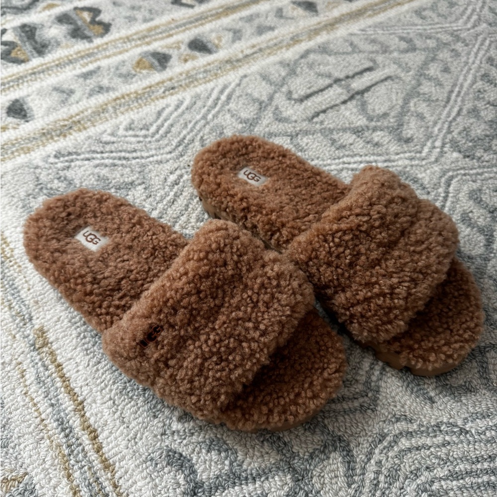 UGG Women Cozetta Curly Chestnut Slipper Slide Sandals 1130838 Size 11 NEW